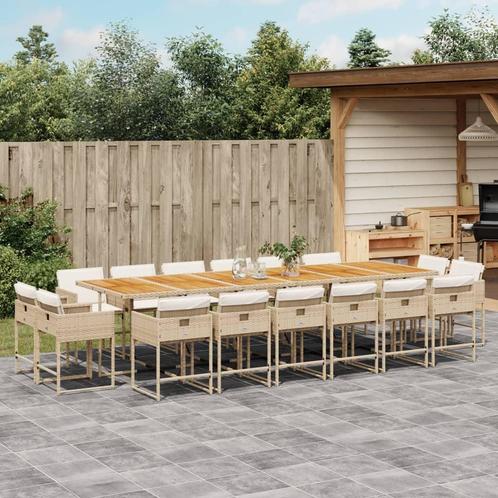 vidaXL 17-delige Tuinset met kussens poly rattan beige, Tuin en Terras, Tuinsets en Loungesets, Tuinset, Nieuw, 6 zitplaatsen