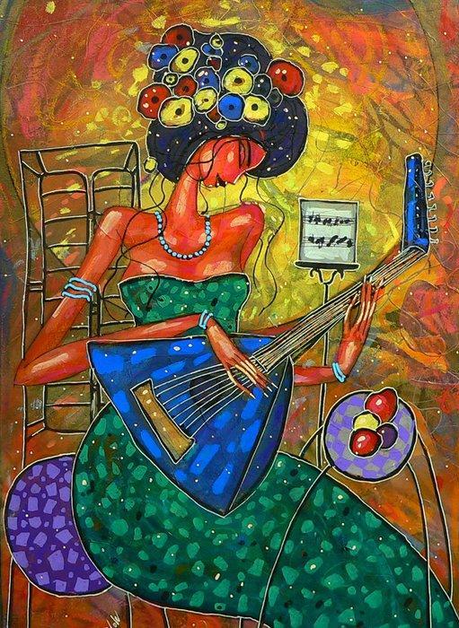 Wiktor Bezrukow - The mandolinist, Antiek en Kunst, Kunst | Schilderijen | Modern