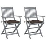 vidaXL Tuinstoelen 2 st inklapbaar met kussens massief, Verzenden, Nieuw, Hout