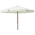 vidaXL Parasol met houten paal 330 cm zandwit, Tuin en Terras, Parasols, Verzenden, Nieuw