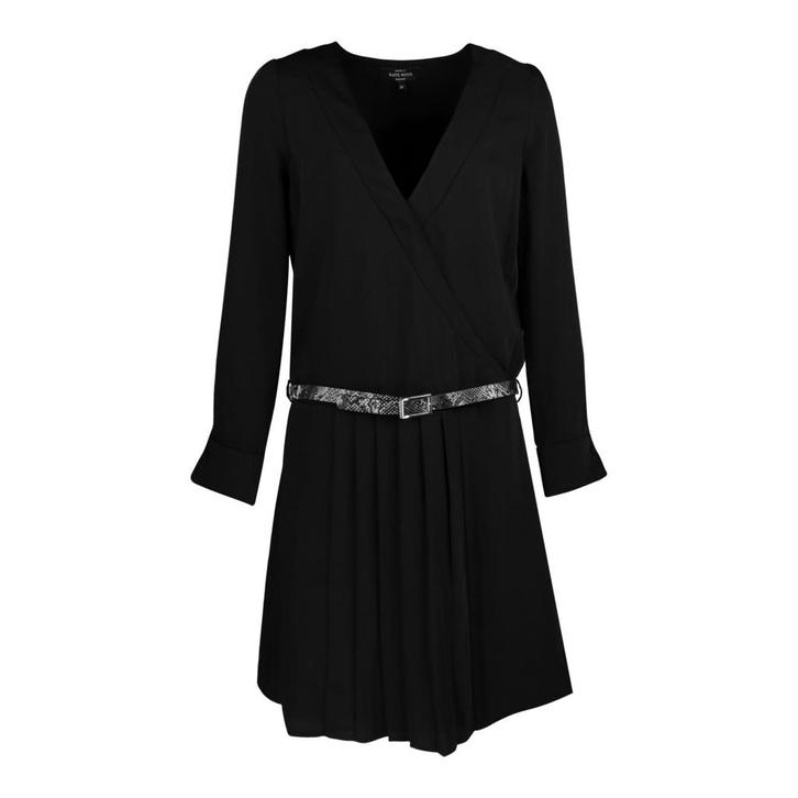 Nikkie • zwarte wikkeljurk River dress • 36, Kleding | Dames, Jurken, Zwart, Nieuw, Maat 36 (S), Verzenden