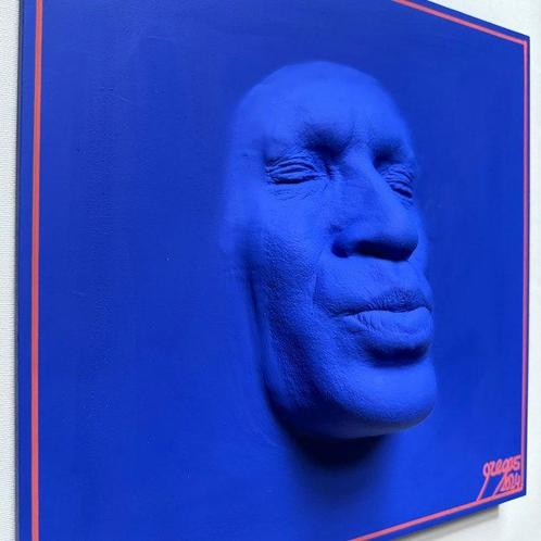 Gregos (1972) - All blue kiss-red line, Antiek en Kunst, Kunst | Schilderijen | Modern