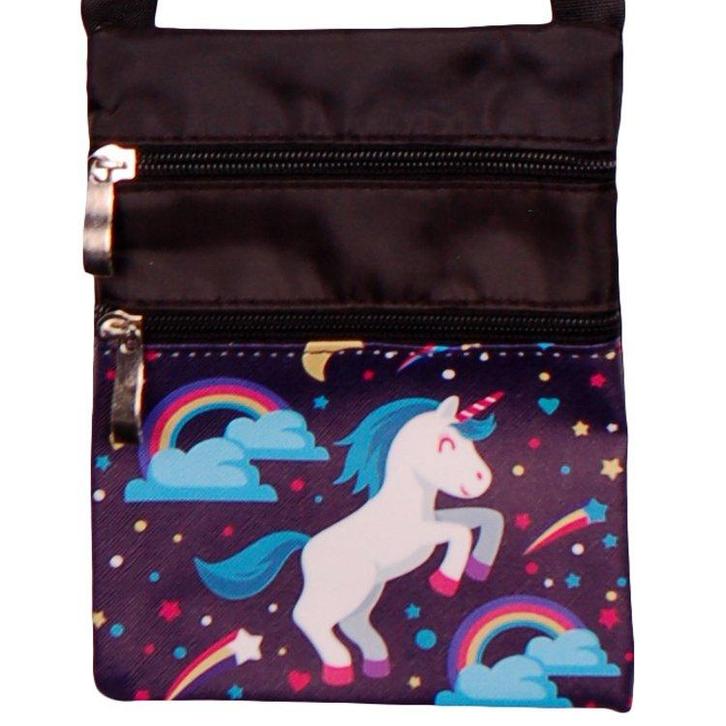 Schoudertasje met eenhoorn en regenbogen - 18x14cm NIEUW, Sieraden, Tassen en Uiterlijk, Tassen | Schoudertassen, Zwart, Nieuw