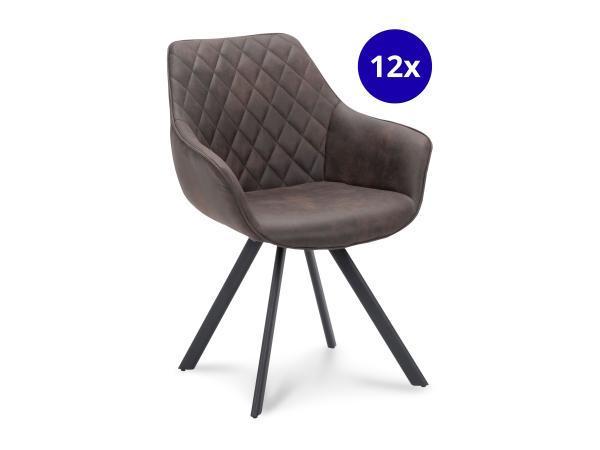 Veiling - Armstoel Paggy (set van 12) Stof - Bruin - Brown, Huis en Inrichting, Stoelen