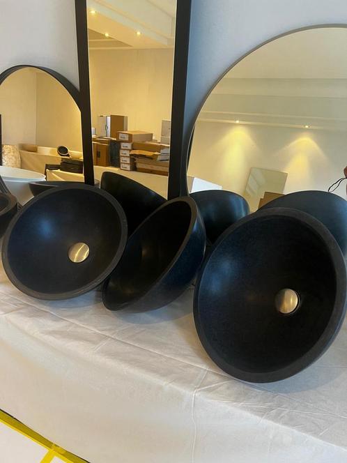 Set van 3 hardstenen waskommen Ø40 cm – incl. plug, Huis en Inrichting, Badkamer | Badkamermeubels, Nieuw