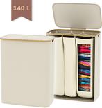 Wasmand 3Vakken 140L-57x37x75cm-Opvouwbare Wasmand met Dekse, Ophalen of Verzenden, Nieuw