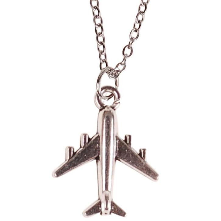 Ketting Zilverkleurig 55cm - Hangertje Vliegtuig zilverkleur, Sieraden, Tassen en Uiterlijk, Kettingen, Nieuw, Ophalen of Verzenden