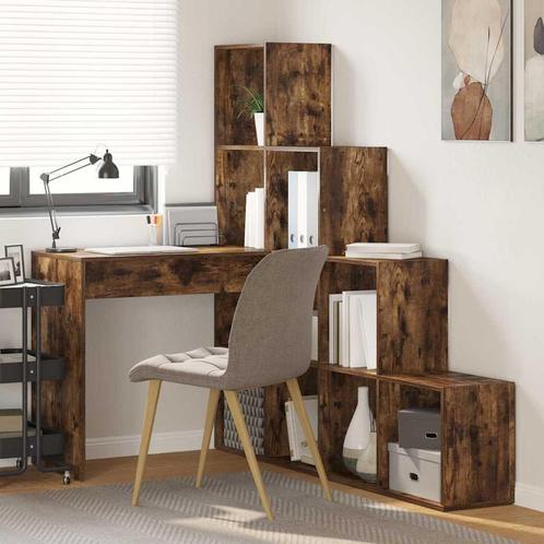 vidaXL Hoekbureau Gerookt eiken 101,5 x 149,5 x 149,5 cm, Huis en Inrichting, Bureaus, Nieuw, Verzenden