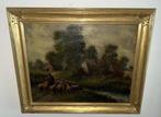 British school (XIX), signed P. Thum - Sheep herder with, Antiek en Kunst, Kunst | Schilderijen | Klassiek