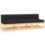 vidaXL 3-delige Loungeset met kussens massief grenenhout, Verzenden, Nieuw, Loungeset