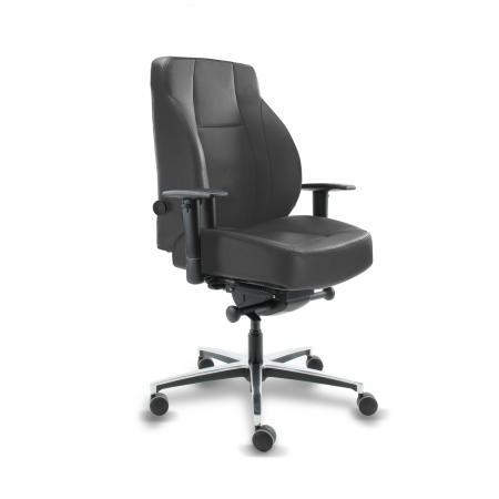 (MDK-107449) B1 24-uur stoel – middelhoge rug, leder zwart, Huis en Inrichting, Bureaus, Bureau, Nieuw, In hoogte verstelbaar