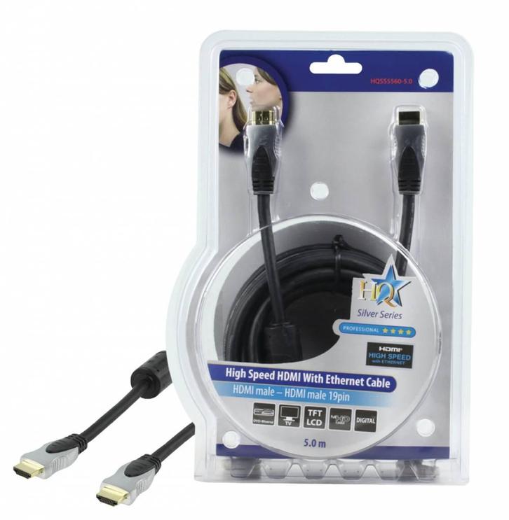HDMI kabel Hoge kwaliteit High Speed met ethernet 5.0 m, Audio, Tv en Foto, Audiokabels en Televisiekabels, HDMI-kabel, Nieuw