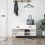 vidaXL Schoenenbank 102x35x55 cm bewerkt hout hoogglans wit, Huis en Inrichting, Verzenden, Nieuw