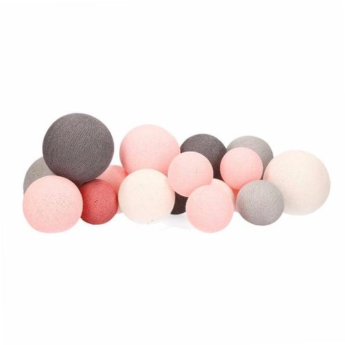Lichtsnoer met grijs/wit/roze Cotton Balls 528 cm - Lichts.., Hobby en Vrije tijd, Feestartikelen, Verzenden