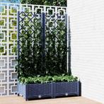 vidaXL Plantenbak met trellis blauwgrijs 80x40x121,5 cm PP, Verzenden, Nieuw, Kunststof, 60 tot 100 cm