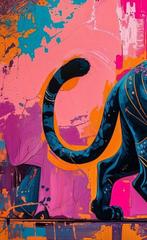 Kosmo - Pantera di Neon Floreale- AI- XXL