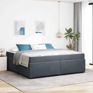 vidaXL Bedframe met matras Donkergrijs 200 x 200 cm Fluweel beschikbaar voor biedingen