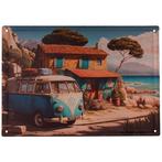 Metalen Wandbord 3D Relief - Blauw/Wit Oldtimer Campervan Me, Ophalen of Verzenden, Nieuw
