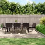vidaXL 9-delige Tuinset met kussens poly rattan en staal, Nieuw, 8 zitplaatsen, Tuinset, Verzenden