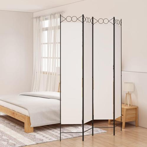 vidaXL Kamerscherm met 4 panelen 160x220 cm stof wit, Huis en Inrichting, Woonaccessoires | Kamerschermen, Nieuw, Verzenden