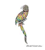Zilveren papegaai vogel broche, Sieraden, Tassen en Uiterlijk, Broches, Verzenden, Nieuw, Zilver