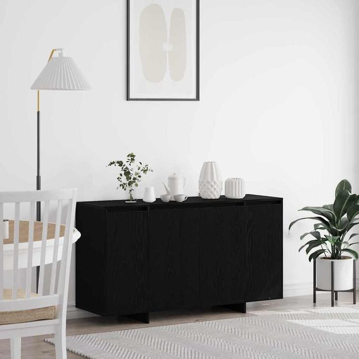 vidaXL Dressoir Zwart eiken 135 x 41 x 69 cm Bewerkt hout, Huis en Inrichting, Kasten | Dressoirs, Nieuw, Minder dan 50 cm, Overige houtsoorten