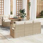 vidaXL 6-delige Tuinbankenset met kussens poly rattan beige, Tuin en Terras, Verzenden, Nieuw, Rotan