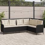 vidaXL Tuinbank met kussens L-vormig poly rattan zwart, Verzenden, Nieuw, Rotan