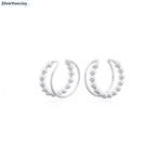 Zilveren dubbele lijn balletjes earcuffs, Verzenden, Nieuw, Zilver