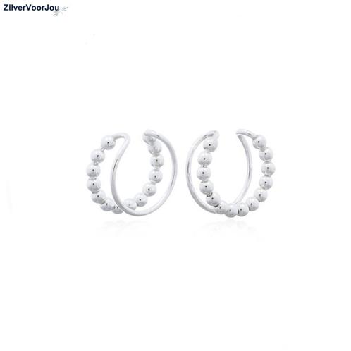 Zilveren dubbele lijn balletjes earcuffs, Sieraden, Tassen en Uiterlijk, Oorbellen, Nieuw, Verzenden
