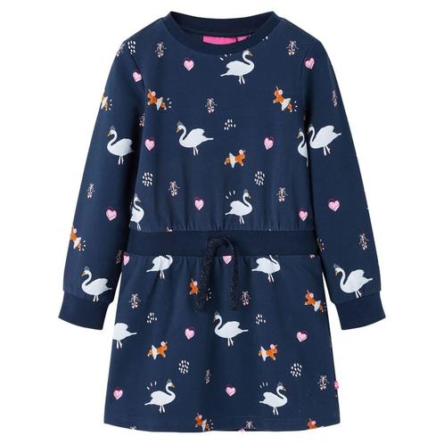vidaXL Kinderjurk met lange mouwen 92 marineblauw, Kinderen en Baby's, Kinderkleding | Overige, Nieuw, Verzenden