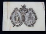 Religieuze plaquette plus een Mariabeeldje - sculptuur,, Antiek en Kunst