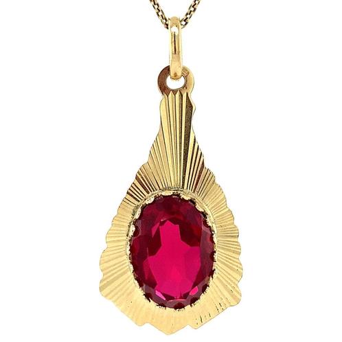 Gouden hanger met robijn 14 krt, Sieraden, Tassen en Uiterlijk, Kettinghangers, Nieuw, Ophalen of Verzenden