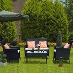 4-Delige Rotan Loungeset met Tafel en Kussenset, Tuin en Terras, Verzenden, Nieuw