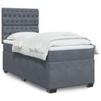 vidaXL Boxspring met matras fluweel donkergrijs 90x200 cm, Huis en Inrichting, 90 cm, Eenpersoons, Verzenden, Nieuw