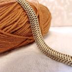 Gouden brede schakelarmband, Ophalen of Verzenden, Gebruikt, Overige kleuren, Goud