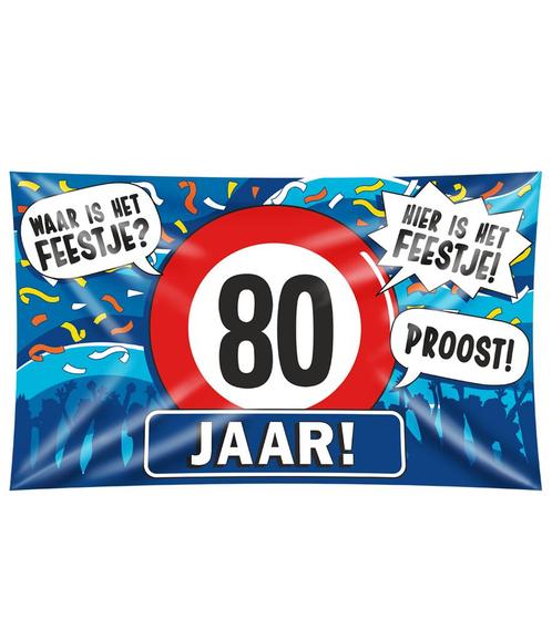 Gevelvlag 80 Jaar 1,5m, Hobby en Vrije tijd, Feestartikelen, Nieuw, Verzenden