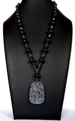 Kwarts, titanium, hematiet en obsidiaan - Halsketting –, Verzamelen, Mineralen en Fossielen