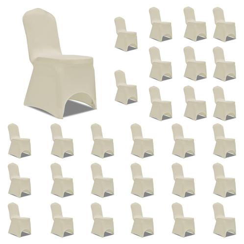 vidaXL Stoelhoezen stretch 30 st crème, Tuin en Terras, Tuinmeubel-accessoires, Nieuw, Verzenden