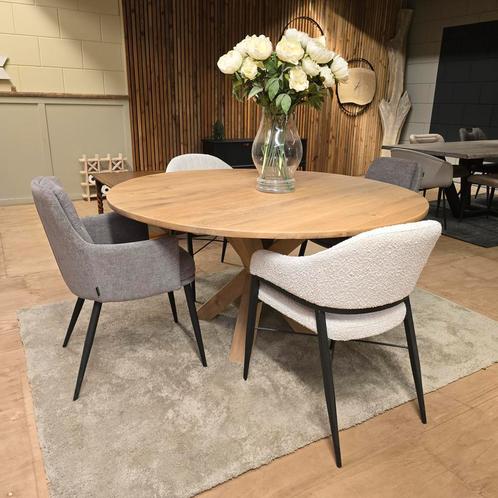 Unieke eettafel van massief eikenhout – Nu sterk afgeprijsd, Huis en Inrichting, Tafels | Eettafels, 150 tot 200 cm, Rond, Nieuw