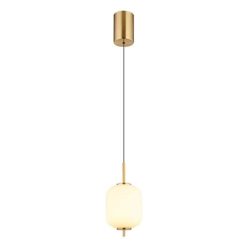 Hanglamp EWALD 13.5 cm 1-lichts Messing, Opaal, Huis en Inrichting, Lampen | Hanglampen, Metaal, Minder dan 50 cm, Ophalen of Verzenden