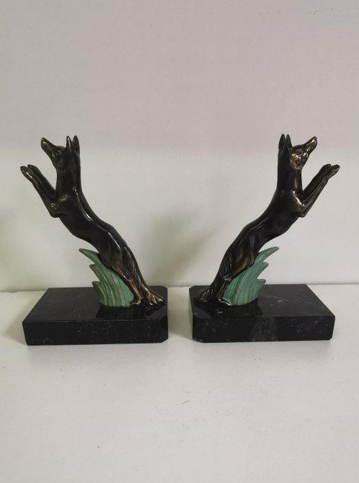 Boekensteunen (2) - Marmer, Zinklegering - Art deco, Antiek en Kunst, Curiosa en Brocante
