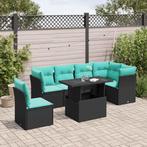 vidaXL 6-delige Loungeset met kussens poly rattan zwart, Verzenden, Nieuw, Rotan, Loungeset