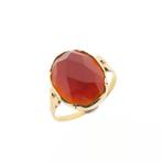 Gouden ring met carneool (vintage ring, vintage, geelgoud), 18 tot 19, Gebruikt, Overige kleuren, Ophalen of Verzenden