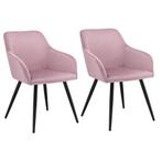 Loungestoel / Eetkamerstoel Tarje - 2-Delig - Roze - Velvet, Huis en Inrichting, Stoelen, Verzenden, Nieuw