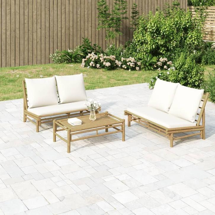 Elegante Bamboe Tuinset | Retourdeal, Tuin en Terras, Tuinsets en Loungesets, Nieuw, Overige materialen, Tuinset, 2 zitplaatsen