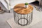 Ronde salontafel FACTORY LOFT 50cm natuurlijk mangohout, Huis en Inrichting, Tafels | Salontafels, Ophalen of Verzenden, Nieuw