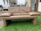 Bankstel JORI Linea bank bruin mokka leer zetels design sofa, Zo goed als nieuw, Leer