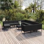 vidaXL 13-delige Loungeset met kussens poly rattan zwart, Verzenden, Nieuw, Rotan, Loungeset