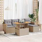 vidaXL 6-delige Loungeset met kussens poly rattan acacia, Tuin en Terras, Tuinsets en Loungesets, Verzenden, Nieuw, Rotan, Loungeset